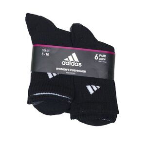 Adidas Womens Cushioned Crew Socks 6-Pack Shoe Size 5-10 Black AEROREADY Superio